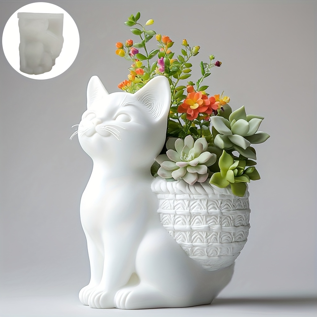 3D Printing Pot - DIY 3D Squatting cat succulent plant
