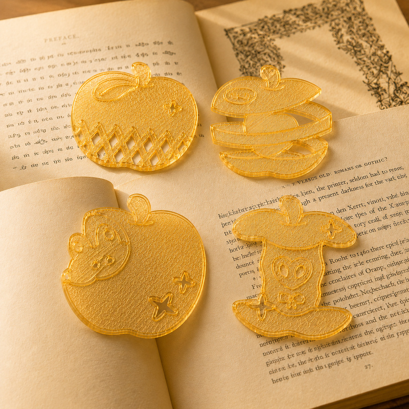 4Pcs/set Cute Apple Bookmarks  - 3D Printing Journal ulasan dan harga