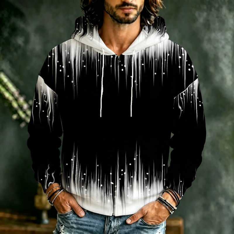 Men Zip Up Hoodie 3D Gradient  - 3D Printing Output ulasan dan harga