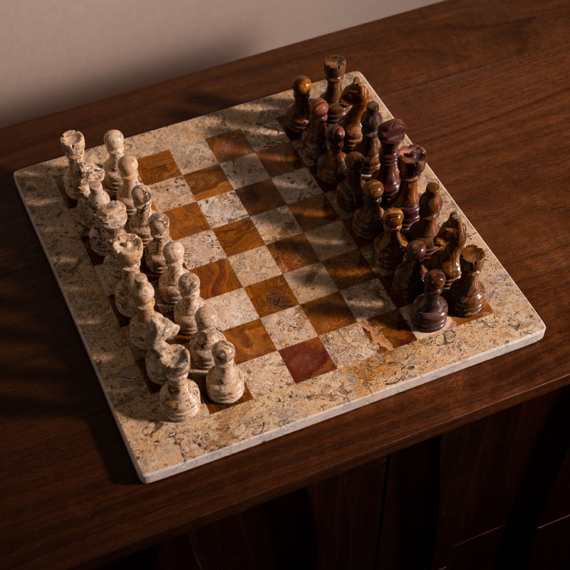 Natural Stone Carved Chess Set - 3D Printing Chess ulasan dan harga