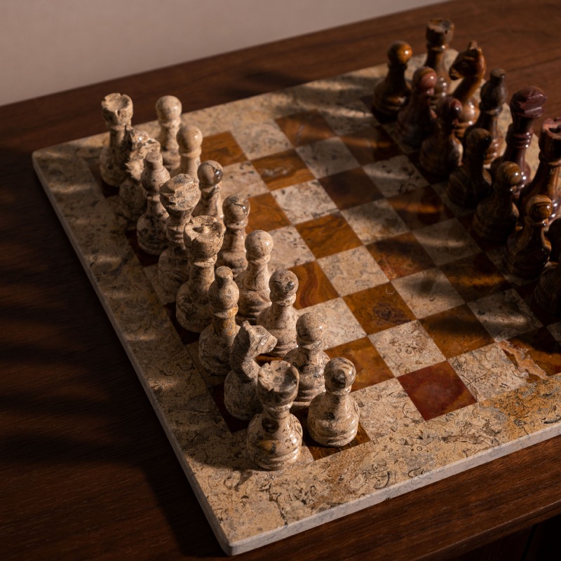 Natural Stone Carved Chess Set - 3D Printing Chess ulasan dan harga