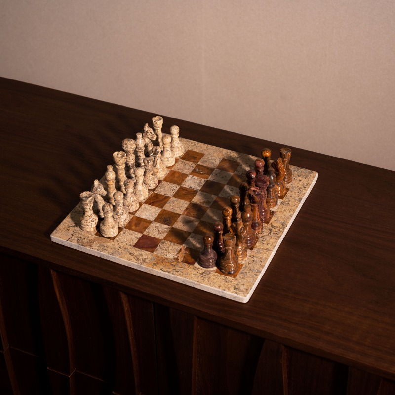 Natural Stone Carved Chess Set - 3D Printing Chess ulasan dan harga