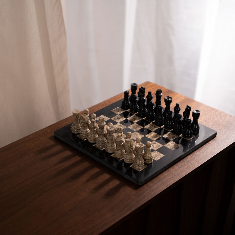 Natural Stone Carved Chess Set - 3D Printing Chess ulasan dan harga