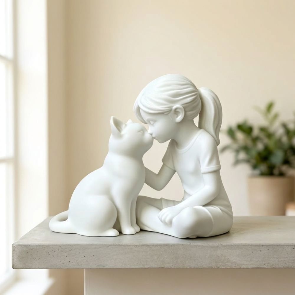 3D Printed Girl and Cat Sculpt - 3D Printing Mockup ulasan dan harga